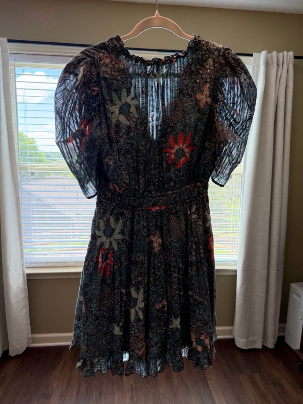 Ulla Johnson Teal Floral Printed Top - Picture 3 of 4